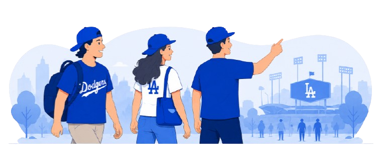 Dodgers fans walking to the stadium together